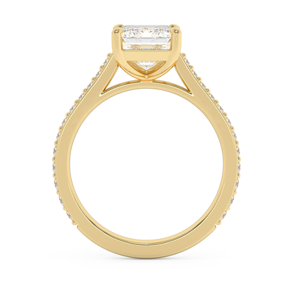 Emerald Solitaire Lab Grown Diamond Engagement Ring