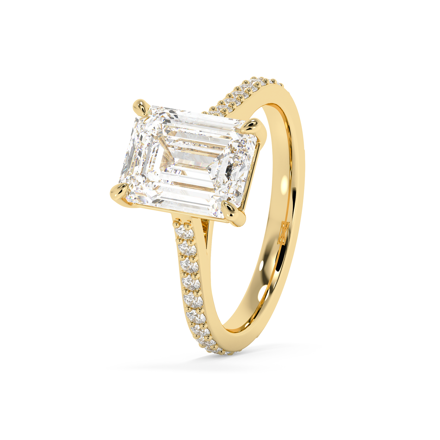 Emerald Solitaire Lab Grown Diamond Engagement Ring