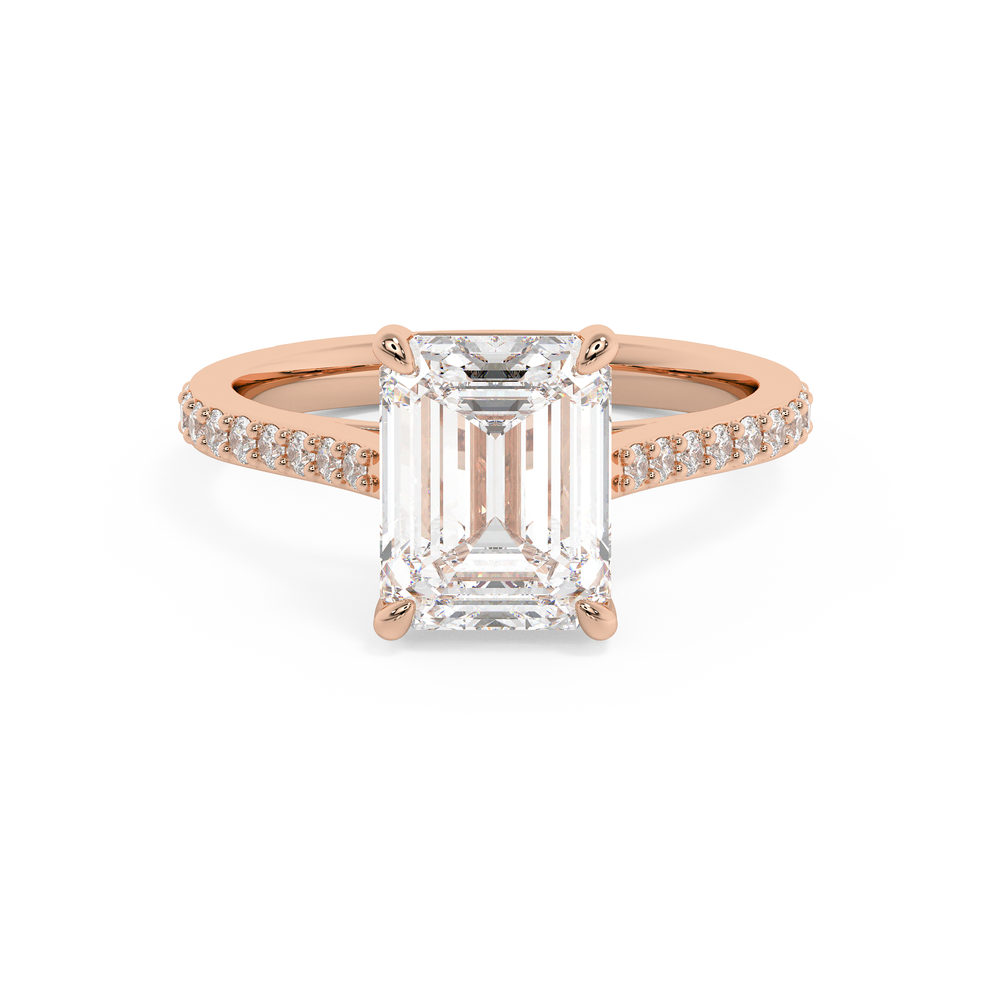 Emerald Solitaire Lab Grown Diamond Engagement Ring