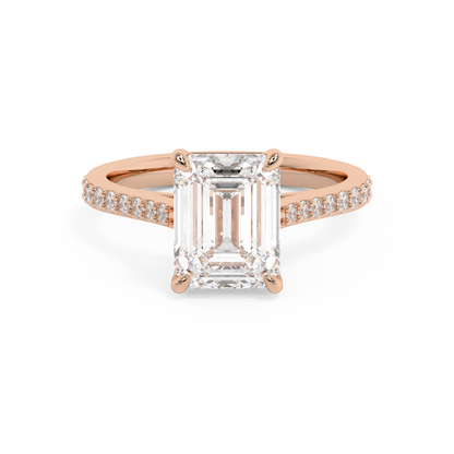 Emerald Solitaire Lab Grown Diamond Engagement Ring