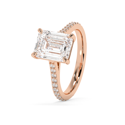 Emerald Solitaire Lab Grown Diamond Engagement Ring