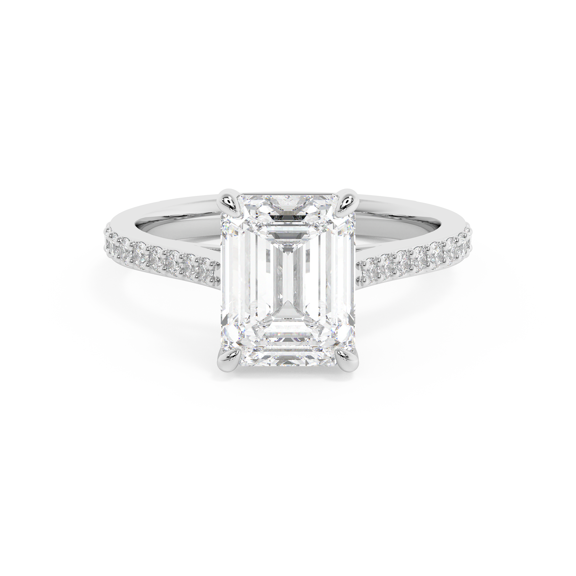 Emerald Solitaire Lab Grown Diamond Engagement Ring