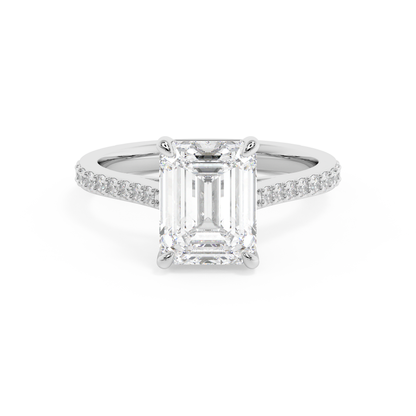 Emerald Solitaire Lab Grown Diamond Engagement Ring