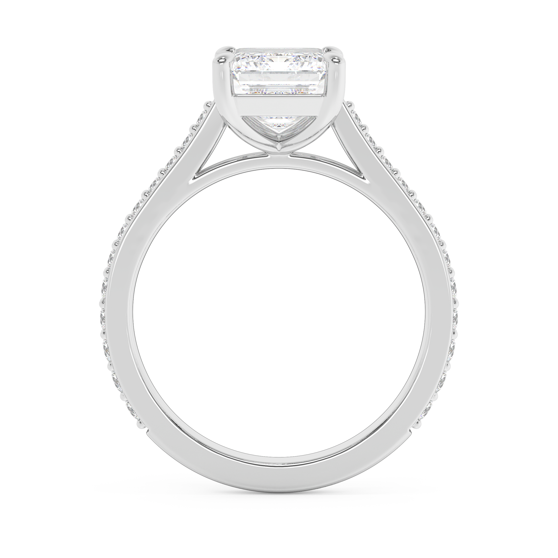 Emerald Solitaire Lab Grown Diamond Engagement Ring