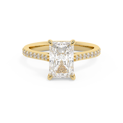 Emerald Solitaire Lab Grown Diamond Engagement Ring