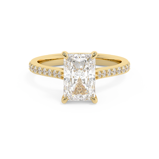 Emerald Solitaire Lab Grown Diamond Engagement Ring