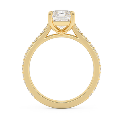 Emerald Solitaire Lab Grown Diamond Engagement Ring