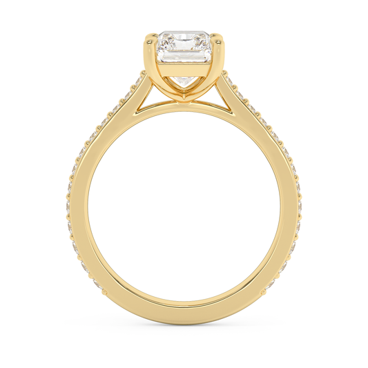 Emerald Solitaire Lab Grown Diamond Engagement Ring