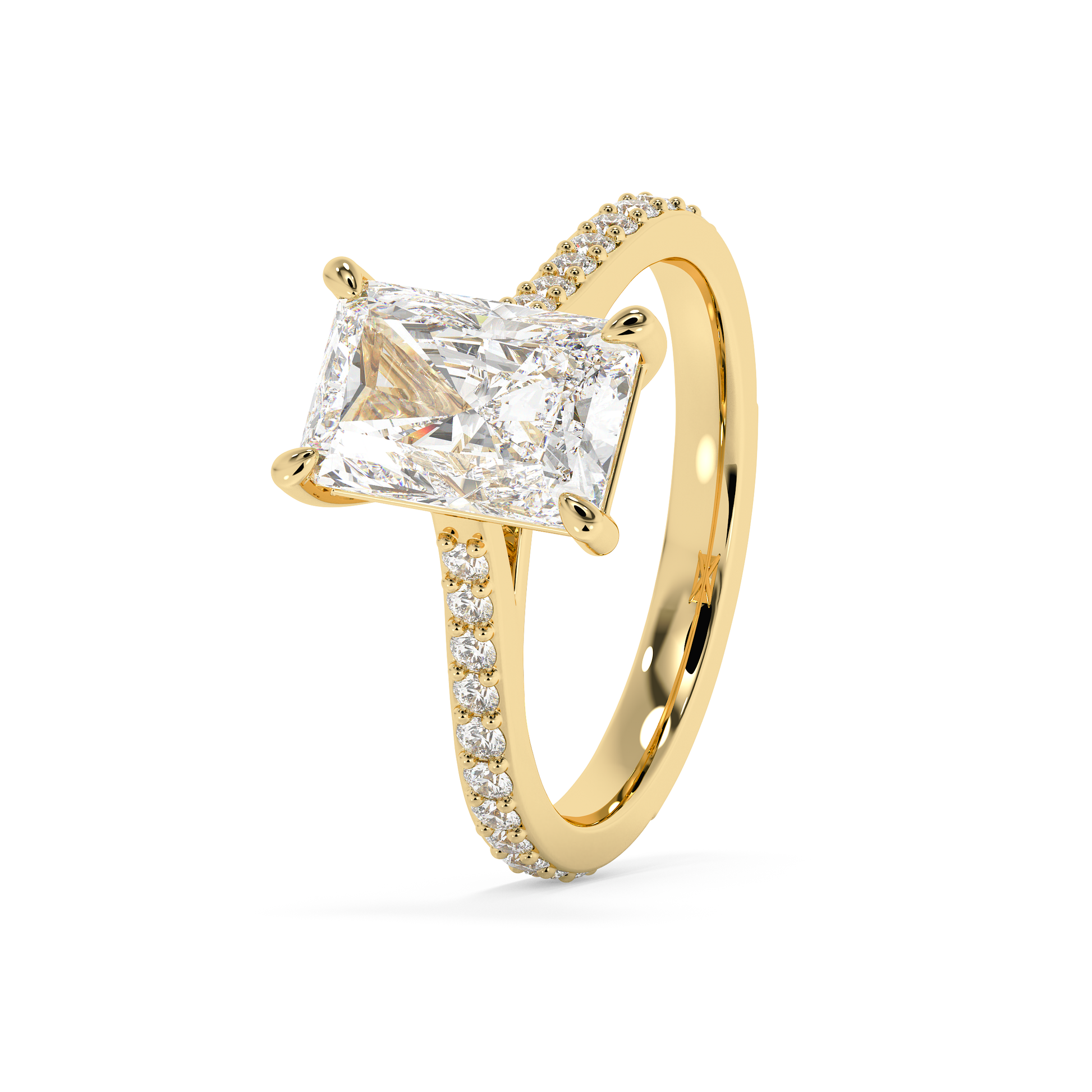 Emerald Solitaire Lab Grown Diamond Engagement Ring