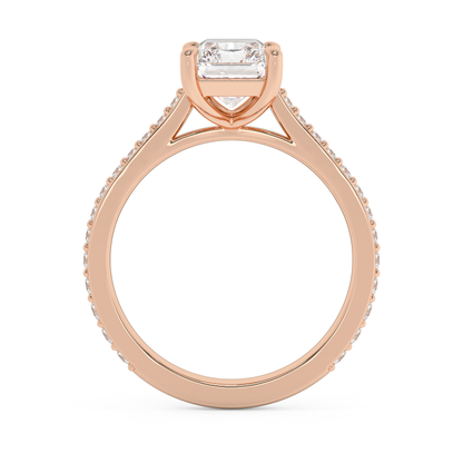 Emerald Solitaire Lab Grown Diamond Engagement Ring