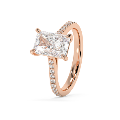Emerald Solitaire Lab Grown Diamond Engagement Ring