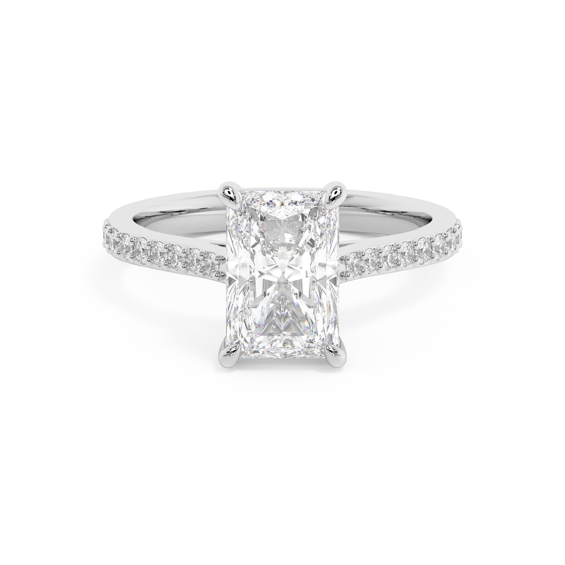 Emerald Solitaire Lab Grown Diamond Engagement Ring