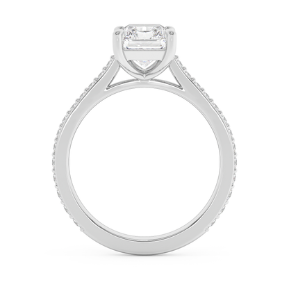 Emerald Solitaire Lab Grown Diamond Engagement Ring