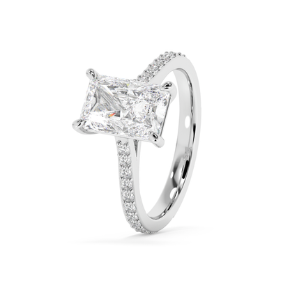 Emerald Solitaire Lab Grown Diamond Engagement Ring