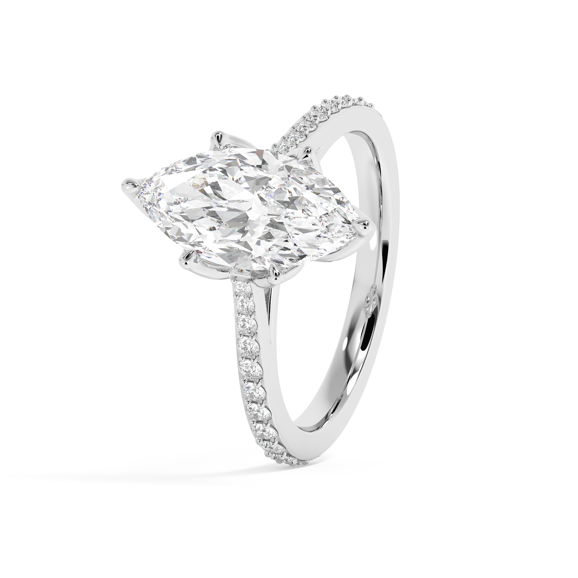 Emerald Solitaire Lab Grown Diamond Engagement Ring