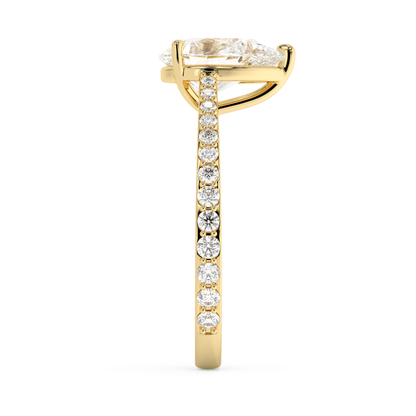 Emerald Solitaire Lab Grown Diamond Engagement Ring