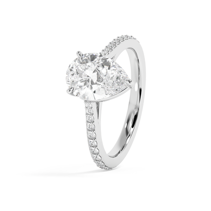 Emerald Solitaire Lab Grown Diamond Engagement Ring