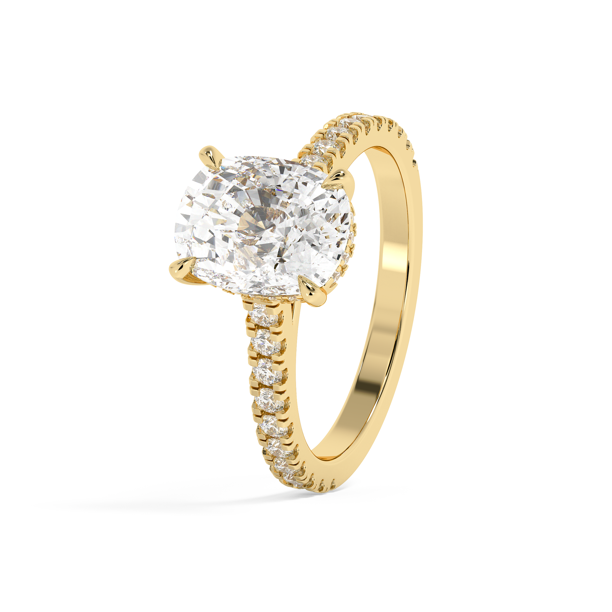 Emerald Solitaire Lab Grown Diamond Engagement Ring