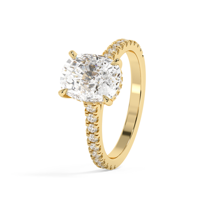 Emerald Solitaire Lab Grown Diamond Engagement Ring
