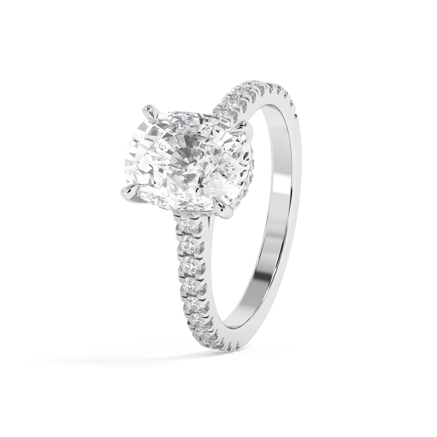 Emerald Solitaire Lab Grown Diamond Engagement Ring