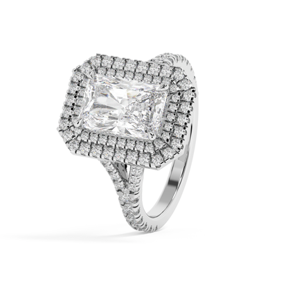Emerald Solitaire Lab Grown Diamond Engagement Ring