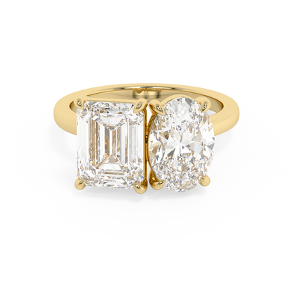 Emerald Solitaire Lab Grown Diamond Engagement Ring