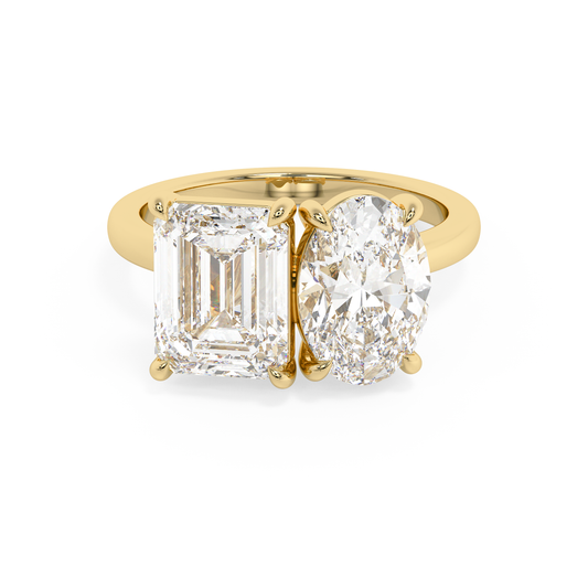 Emerald Solitaire Lab Grown Diamond Engagement Ring