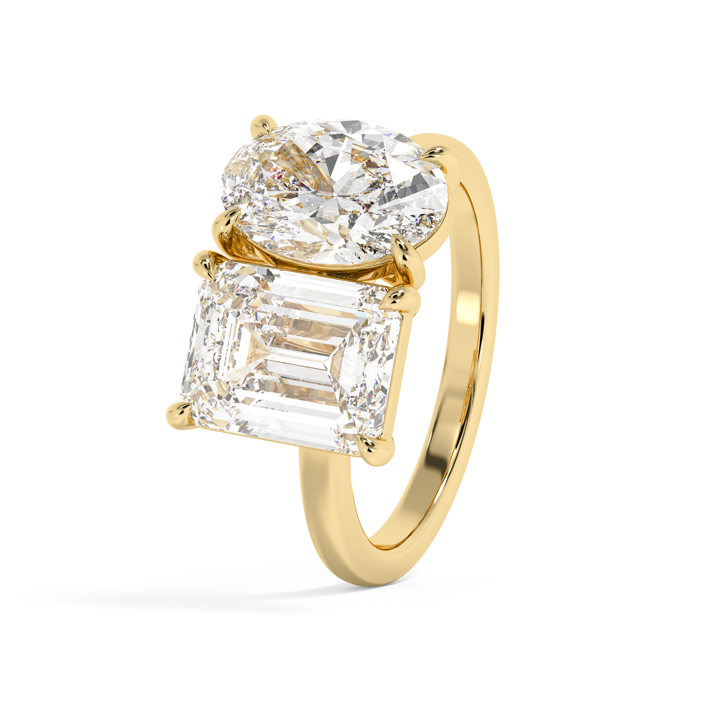 Emerald Solitaire Lab Grown Diamond Engagement Ring