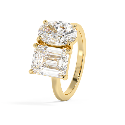 Emerald Solitaire Lab Grown Diamond Engagement Ring