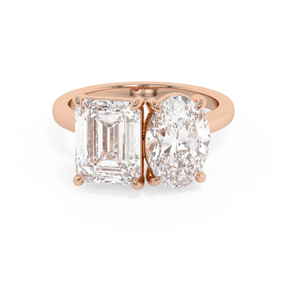 Emerald Solitaire Lab Grown Diamond Engagement Ring