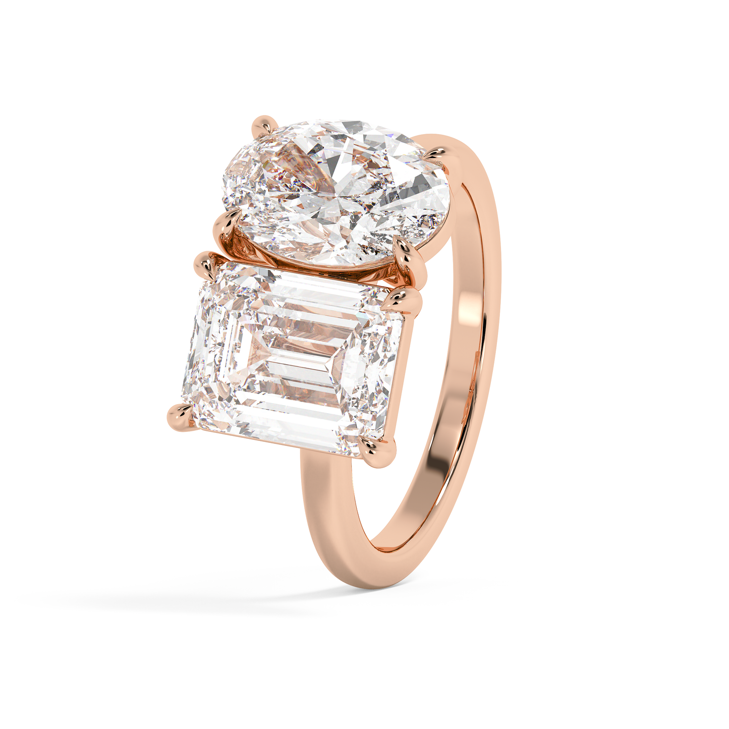 Emerald Solitaire Lab Grown Diamond Engagement Ring