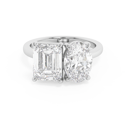Emerald Solitaire Lab Grown Diamond Engagement Ring