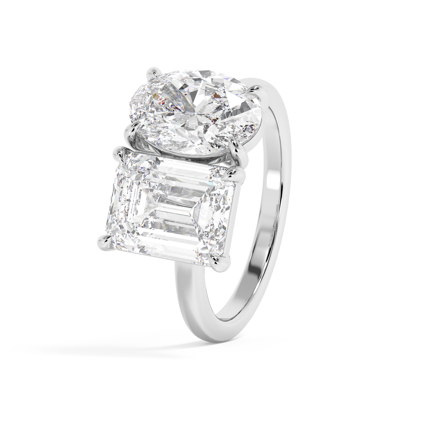 Emerald Solitaire Lab Grown Diamond Engagement Ring