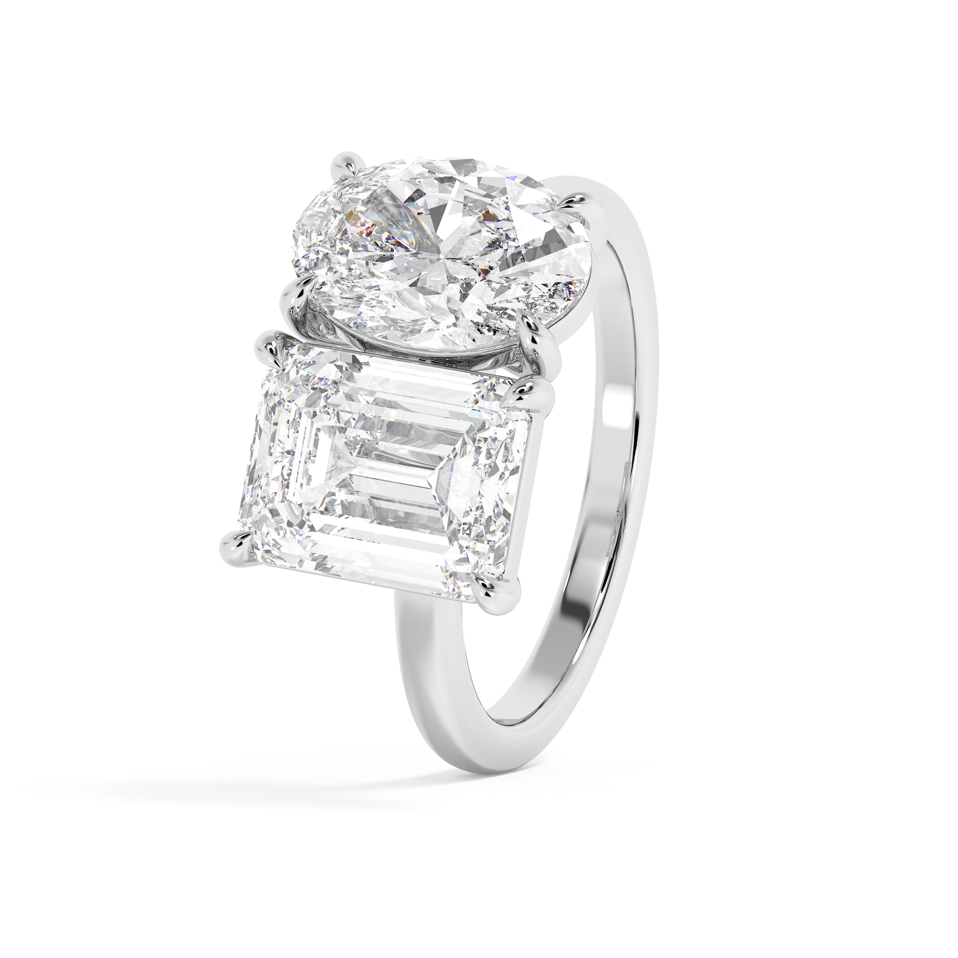 Emerald Solitaire Lab Grown Diamond Engagement Ring