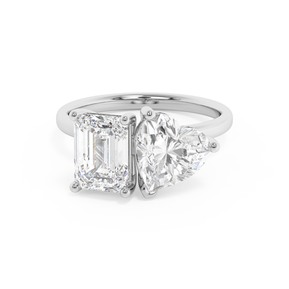 Emerald Solitaire Lab Grown Diamond Engagement Ring