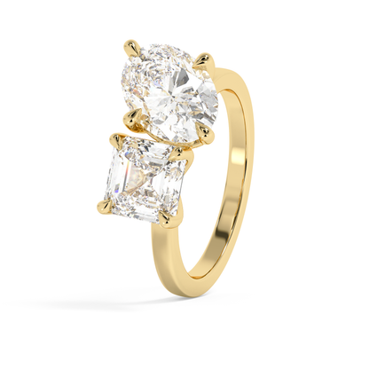 Emerald Solitaire Lab Grown Diamond Engagement Ring