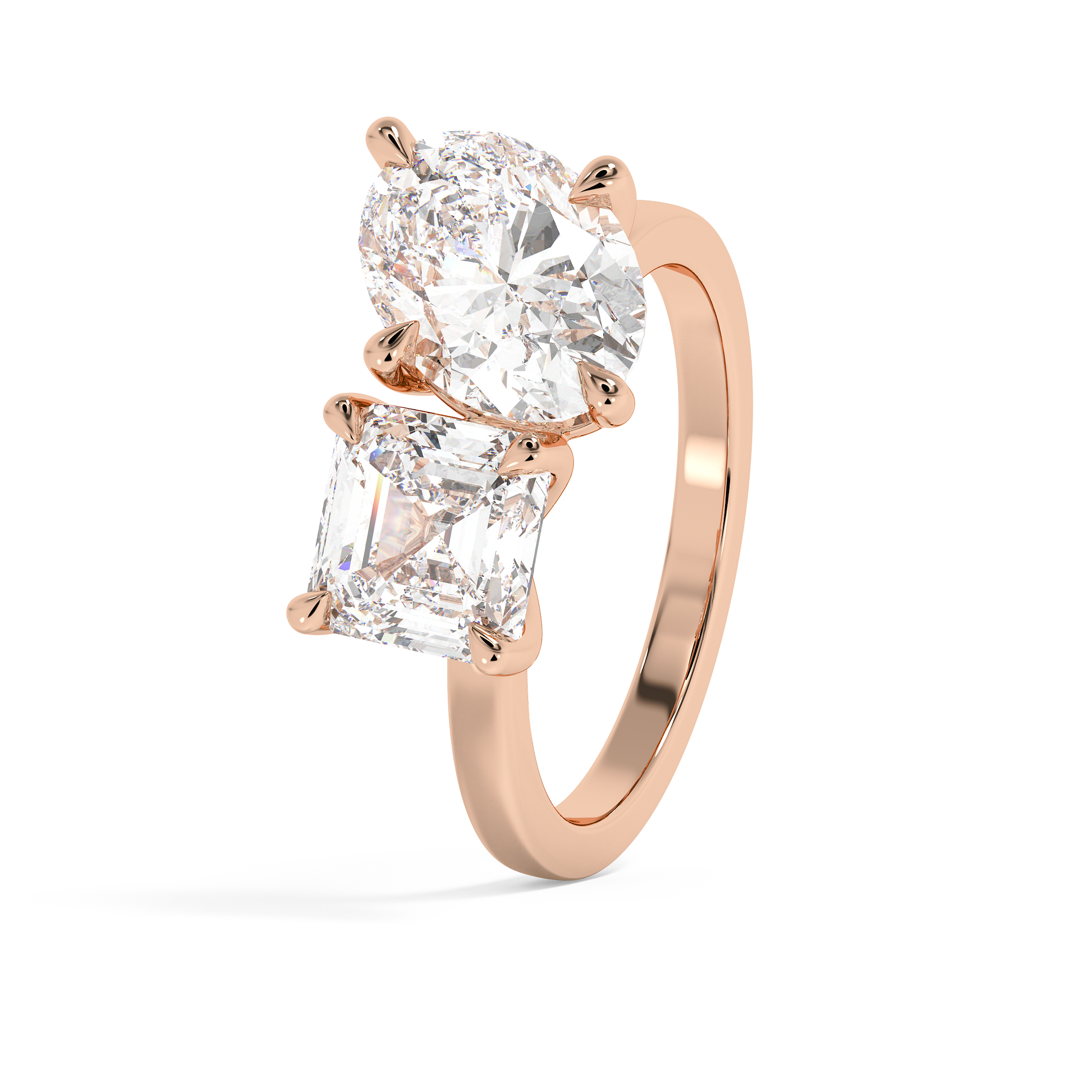 Emerald Solitaire Lab Grown Diamond Engagement Ring