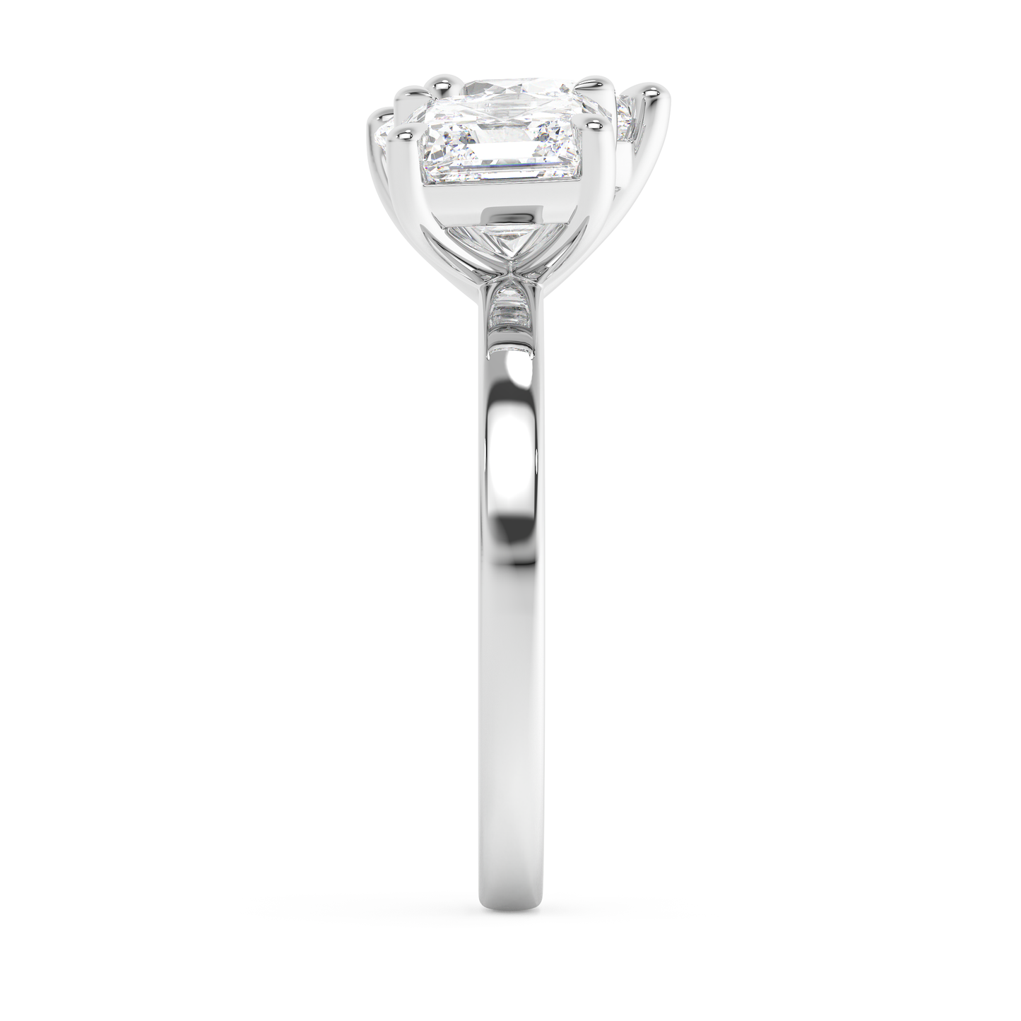 Emerald Solitaire Lab Grown Diamond Engagement Ring