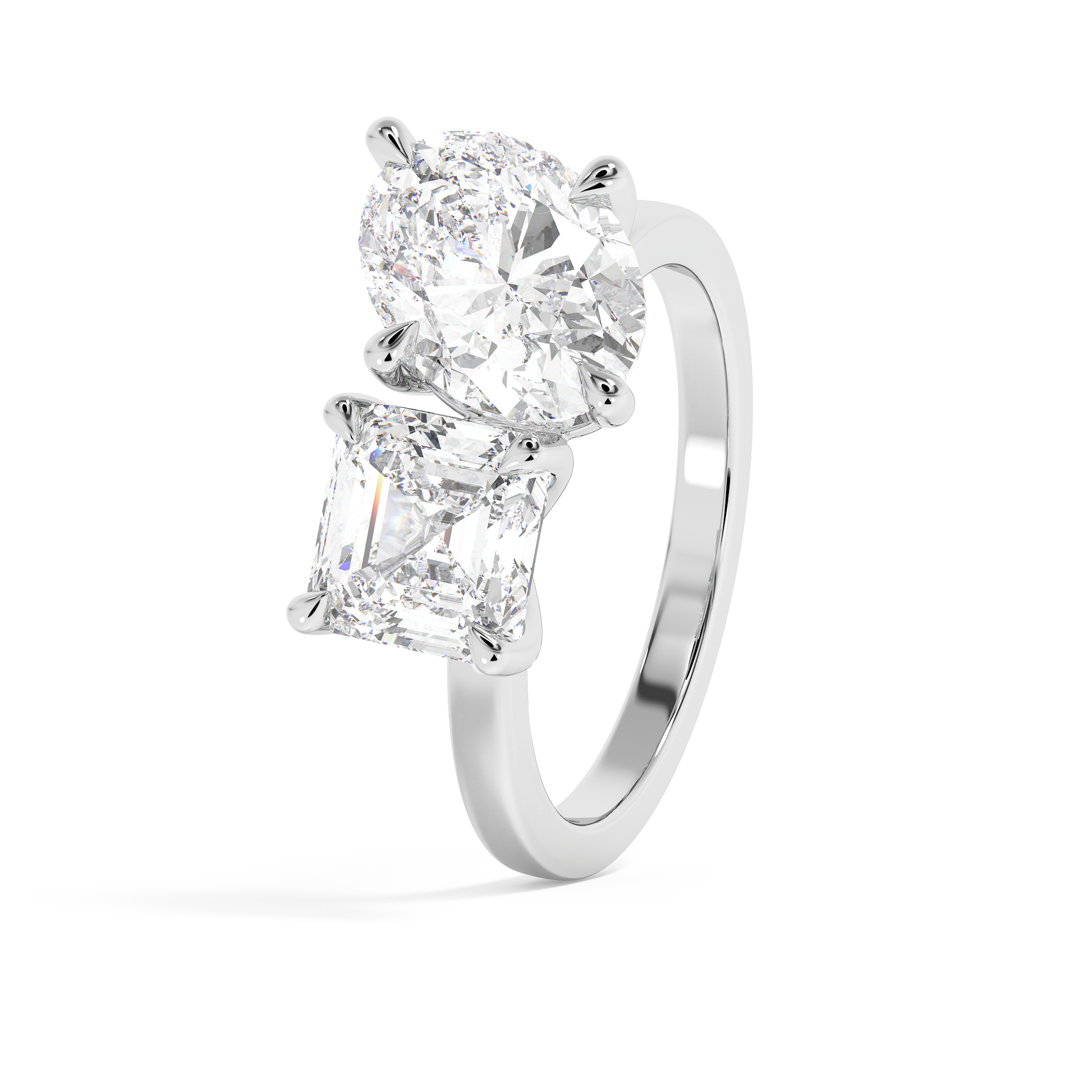 Emerald Solitaire Lab Grown Diamond Engagement Ring