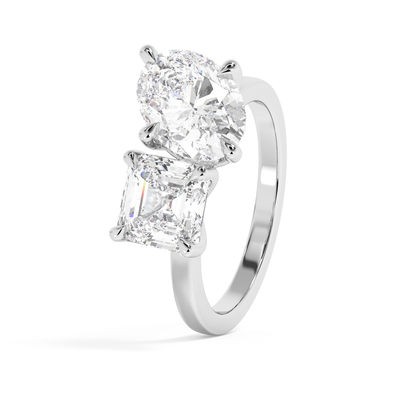 Emerald Solitaire Lab Grown Diamond Engagement Ring