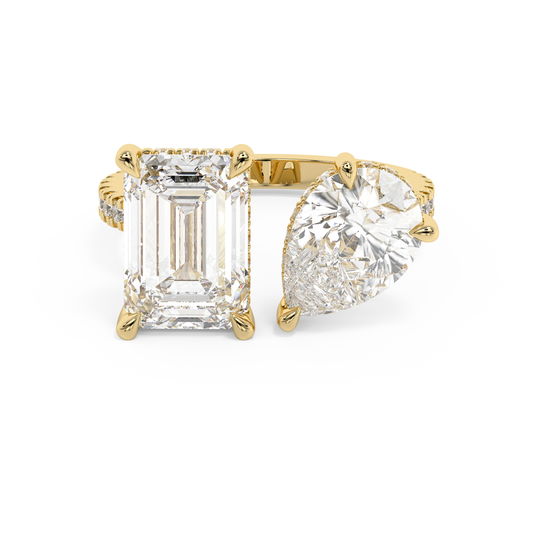 Emerald Solitaire Lab Grown Diamond Engagement Ring