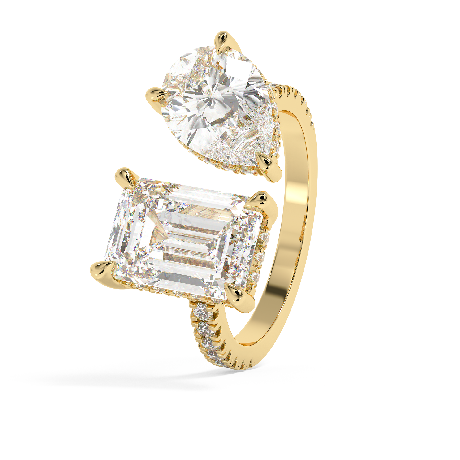 Emerald Solitaire Lab Grown Diamond Engagement Ring