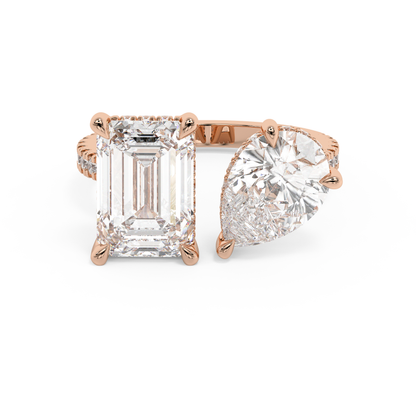 Emerald Solitaire Lab Grown Diamond Engagement Ring