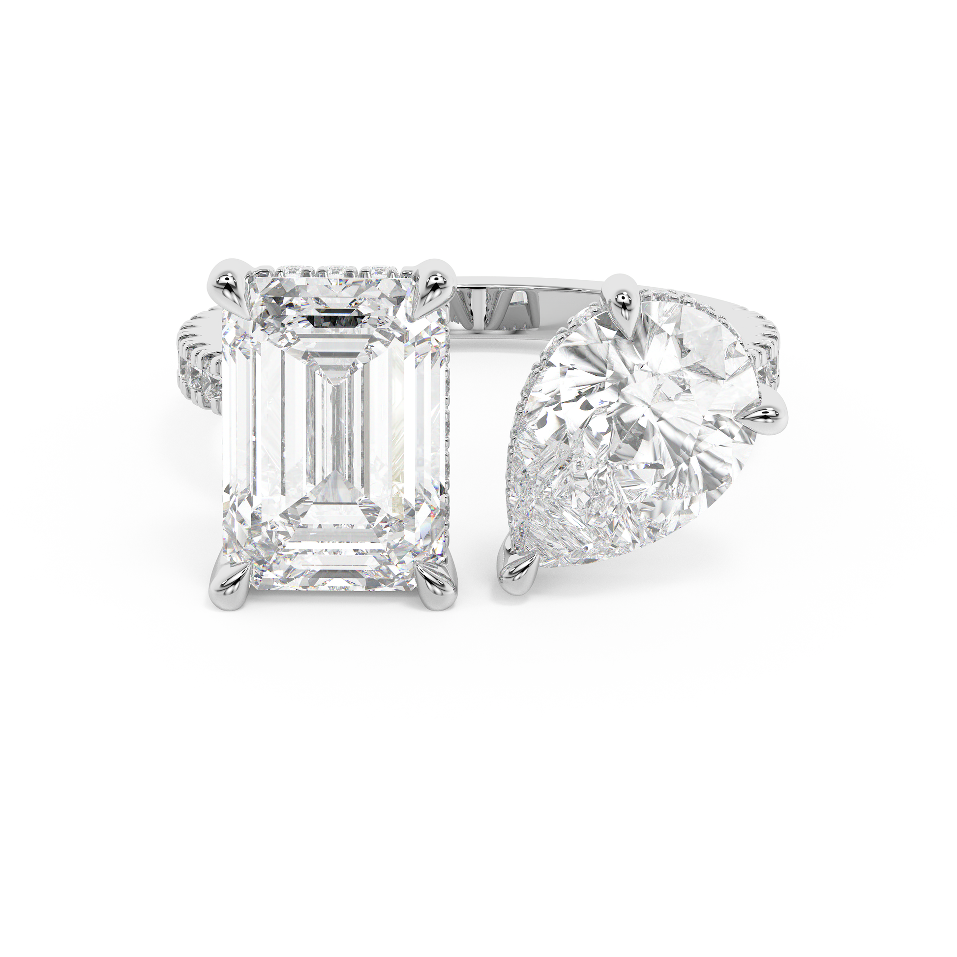 Emerald Solitaire Lab Grown Diamond Engagement Ring