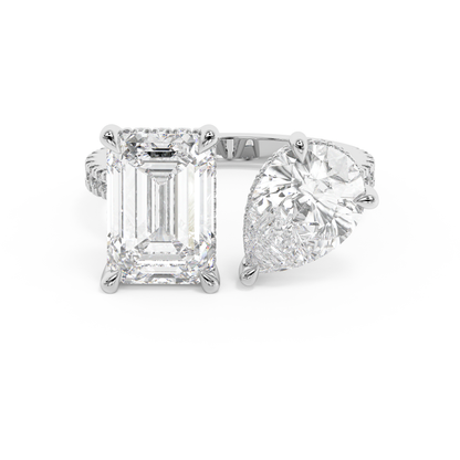 Emerald Solitaire Lab Grown Diamond Engagement Ring