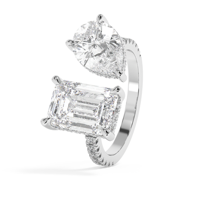 Emerald Solitaire Lab Grown Diamond Engagement Ring