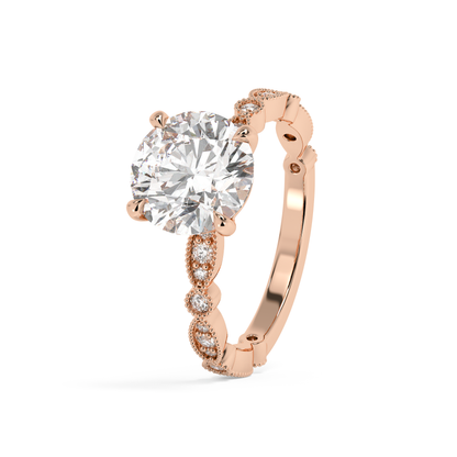 Emerald Solitaire Lab Grown Diamond Engagement Ring