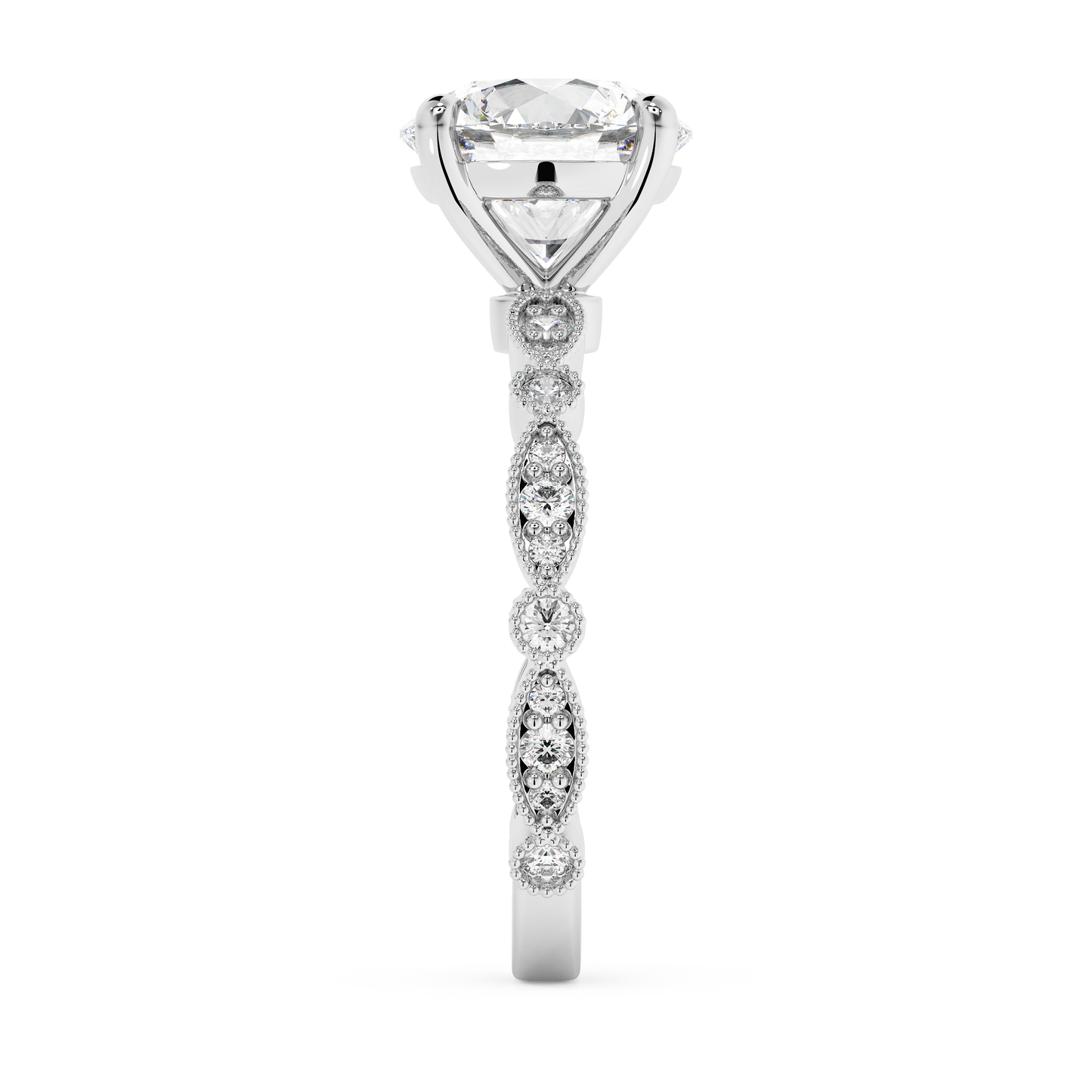 Emerald Solitaire Lab Grown Diamond Engagement Ring