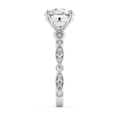 Emerald Solitaire Lab Grown Diamond Engagement Ring