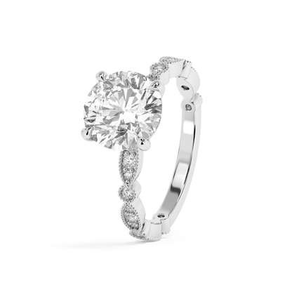 Emerald Solitaire Lab Grown Diamond Engagement Ring